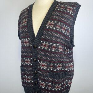 Vintage Nordstrom Scotland Knit Sweater Vest Men's L 100% Wool V Neck Button Up